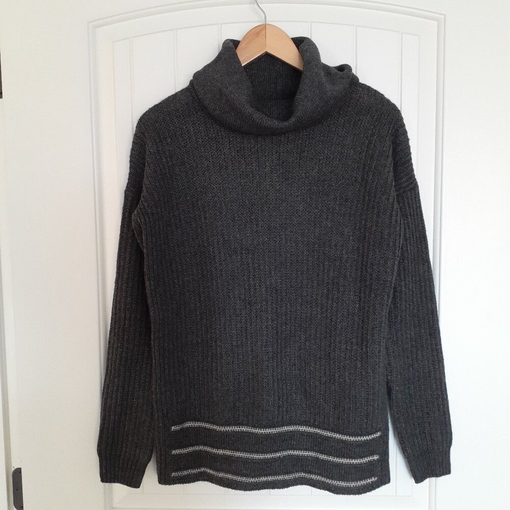 prAna Funen Loop Wool-Blend Turtleneck Sweater Tunic Gray Size XS